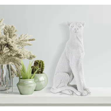 LEOPARDO Siedzący Biały 15 10 27 cm